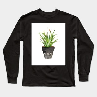 Plant pot succulent cacti watercolor Long Sleeve T-Shirt